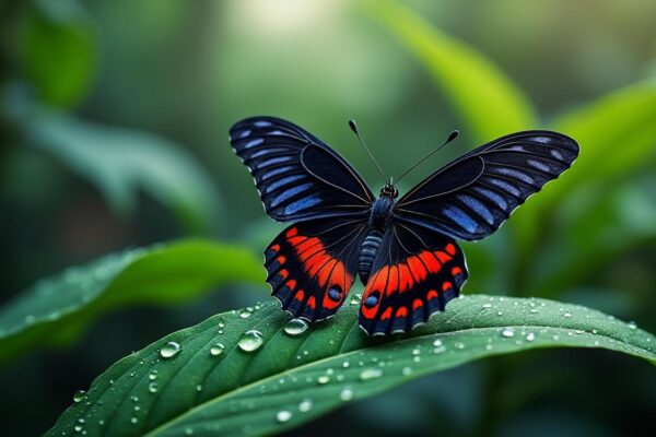 explorez les caractéristiques fascinantes et l'habitat naturel du papillon noir et rouge, une espèce unique à découvrir en détail.
