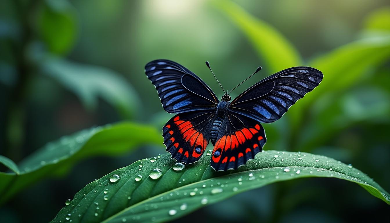 explorez les caractéristiques fascinantes et l'habitat naturel du papillon noir et rouge, une espèce unique à découvrir en détail.